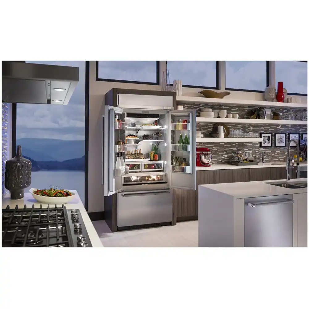 KitchenAid - 36 in. Wide 20.8 cu. ft. French Door Refrigerator with Preserva Food Care System - Stainless Steel