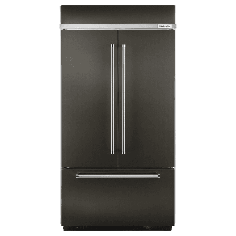 KitchenAid - 24 in. Wide 24.2 cu. ft. Built-In Stainless French Door Refrigerator with Platinum Interior Design - Black Stainless Steel