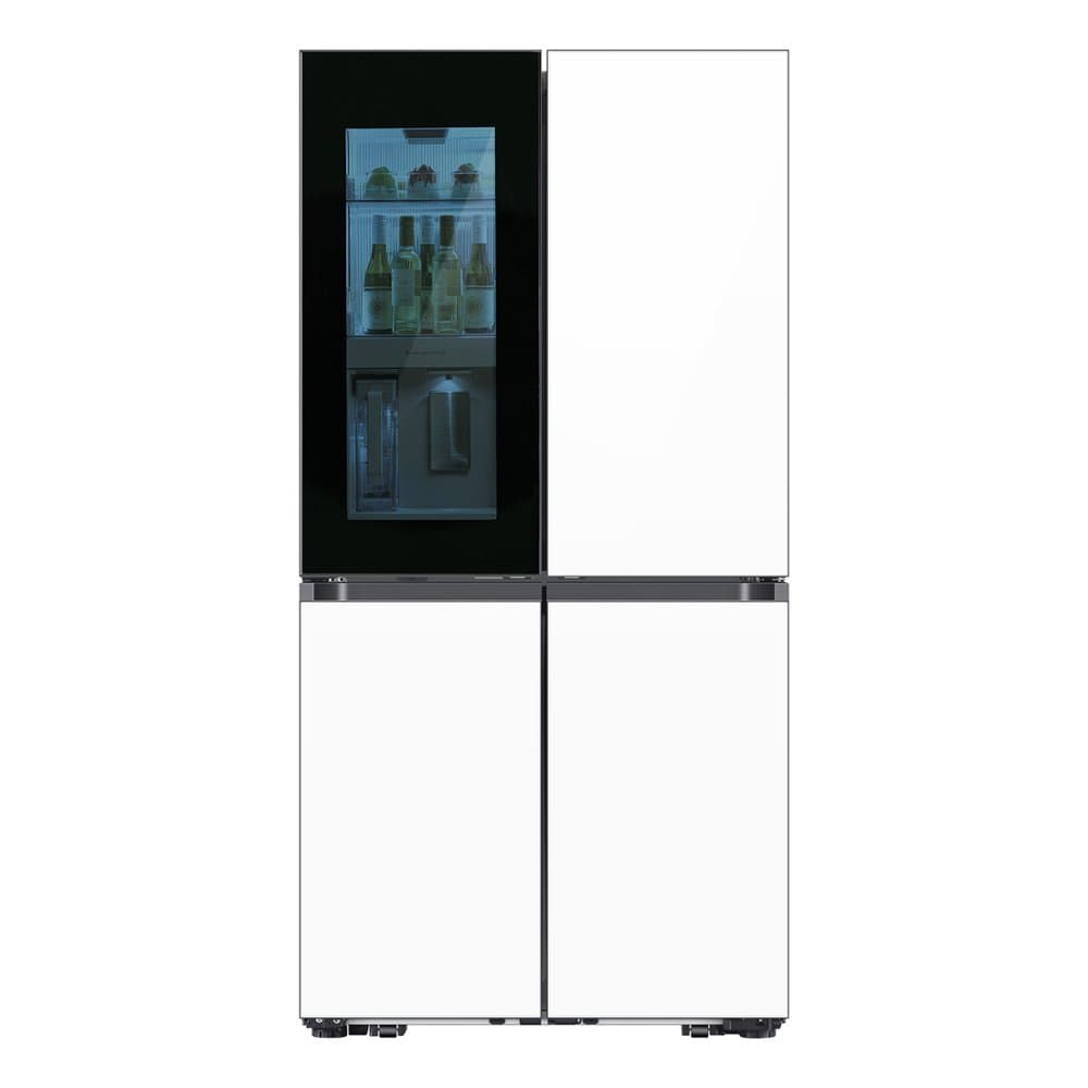 Samsung - 36 in. Wide Bespoke 29 Cu. Ft. 4-Door Flex French Door Refrigerator with Auto Open Door - White Glass