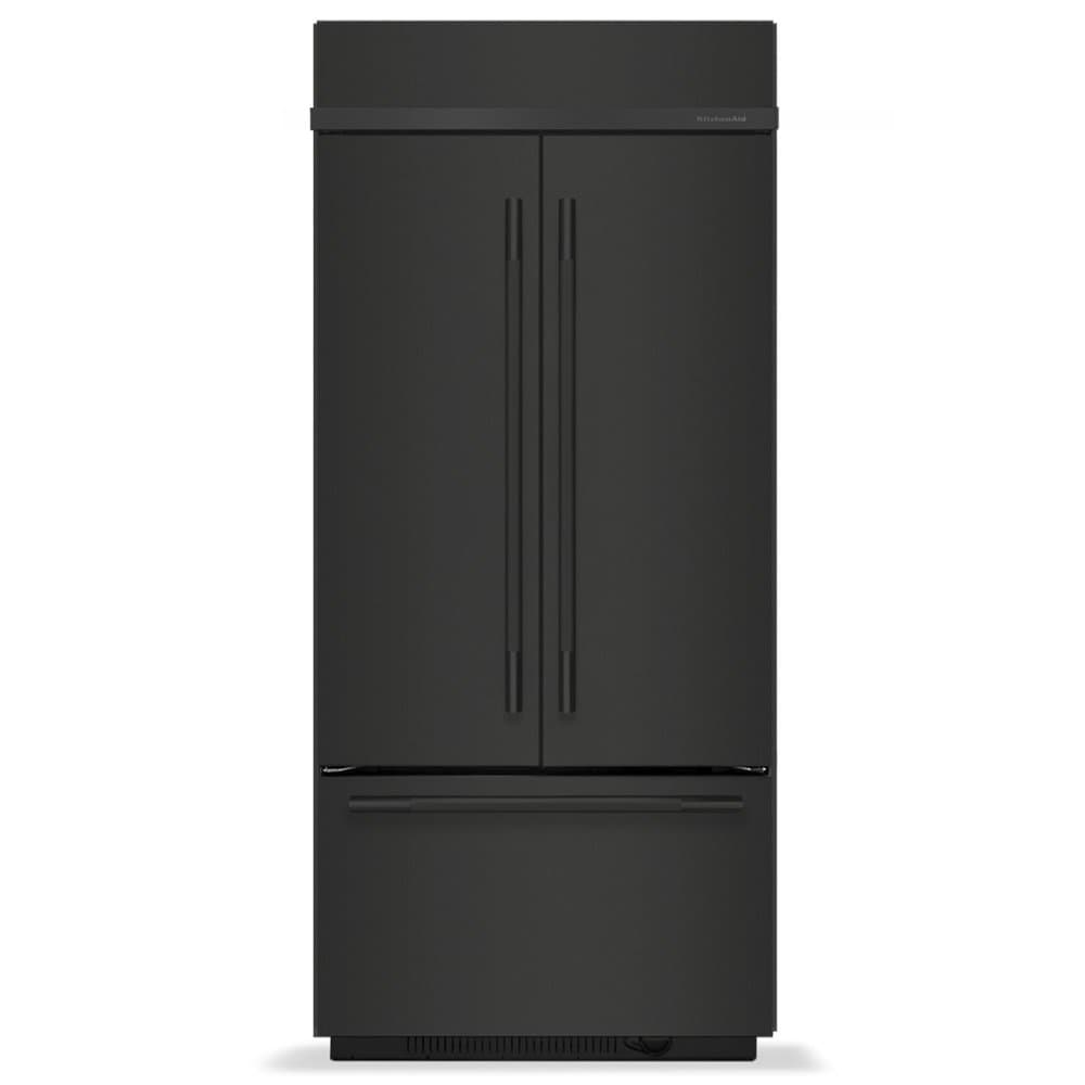 KitchenAid - 36 in. Wide 20.8 cu. ft. Built-In French Door Bottom Mount Refrigerator - Black Ore