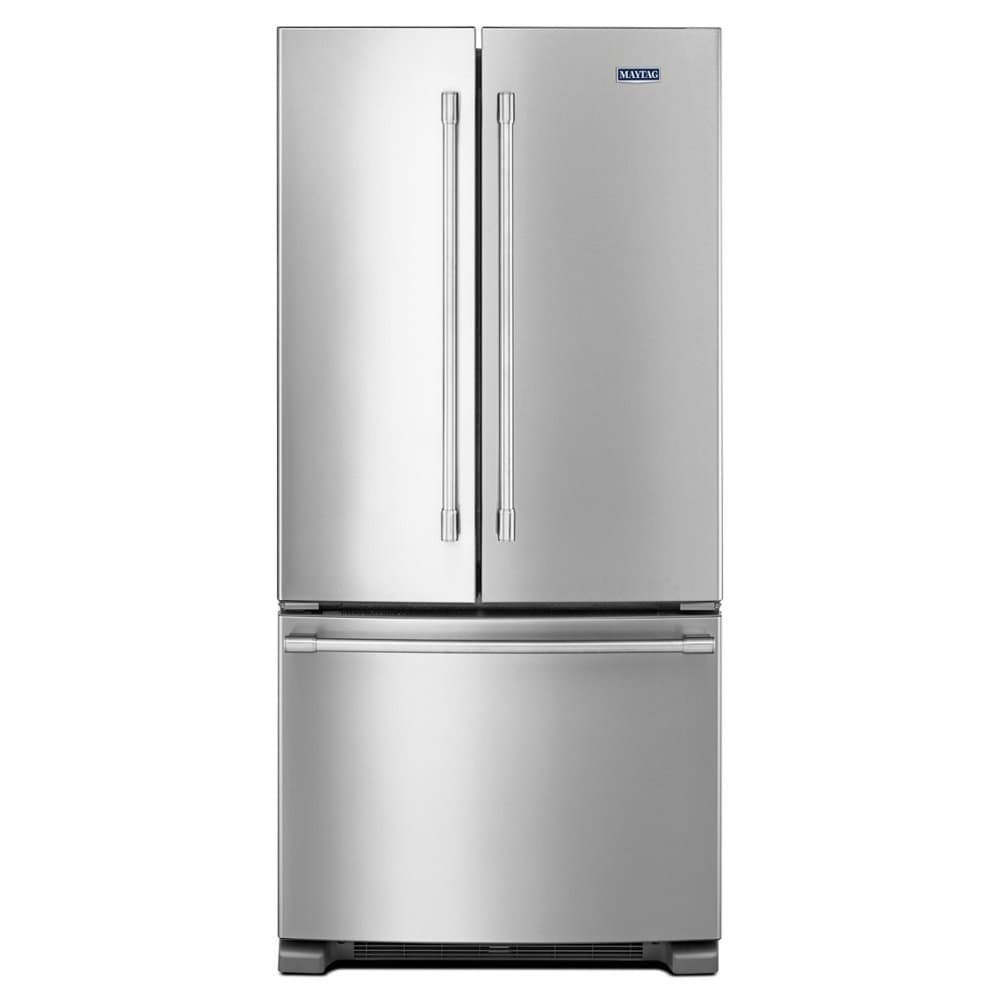 Maytag - 33 in. Wide 22 cu. ft. French Door Refrigerator with Water Dispenser - Stainless Steel