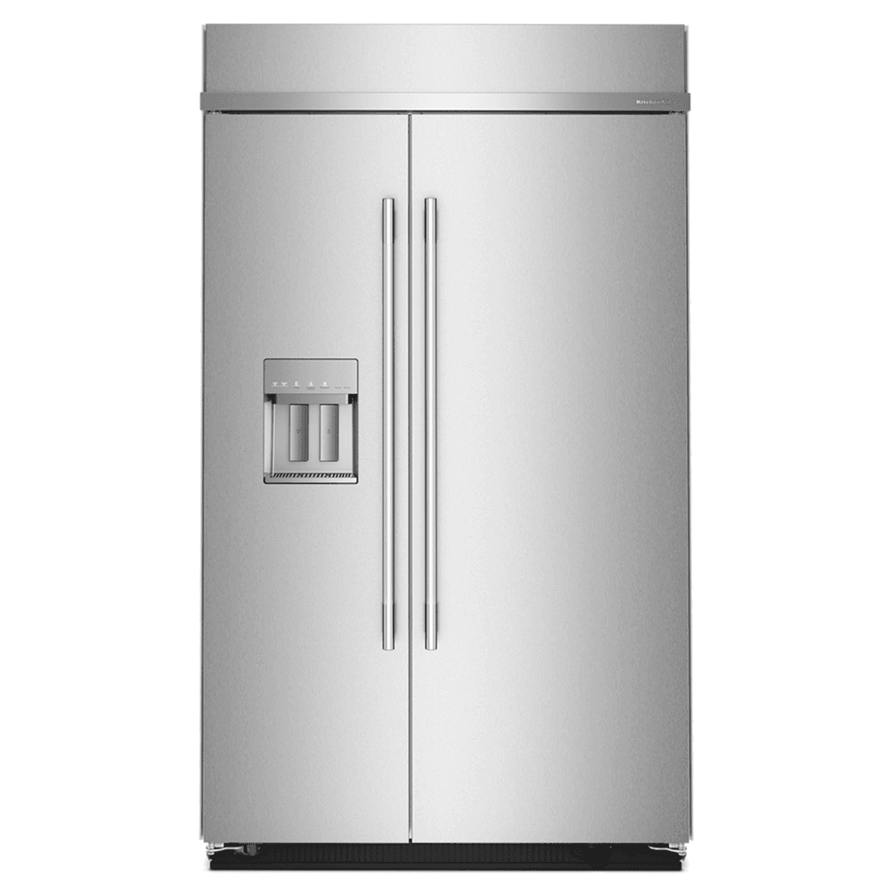 KitchenAid - 48 in. Wide 29.4 cu. ft. Built-In Side-by-Side Refrigerator with Exterior Water and Ice Dispenser with Measured Fill - Stainless Steel