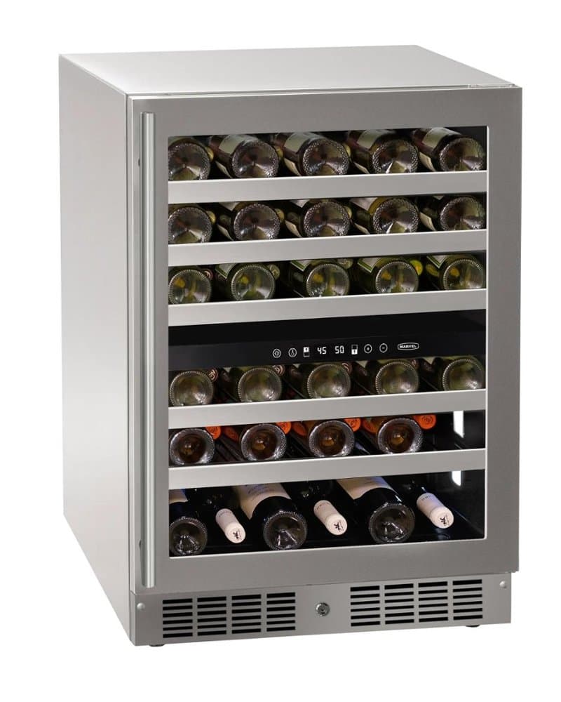 Marvel - 24"W. 5.1 Cu.Ft. Built-In Dual- Zone Wine Refrigerator- Frame/Glass - Stainless Steel