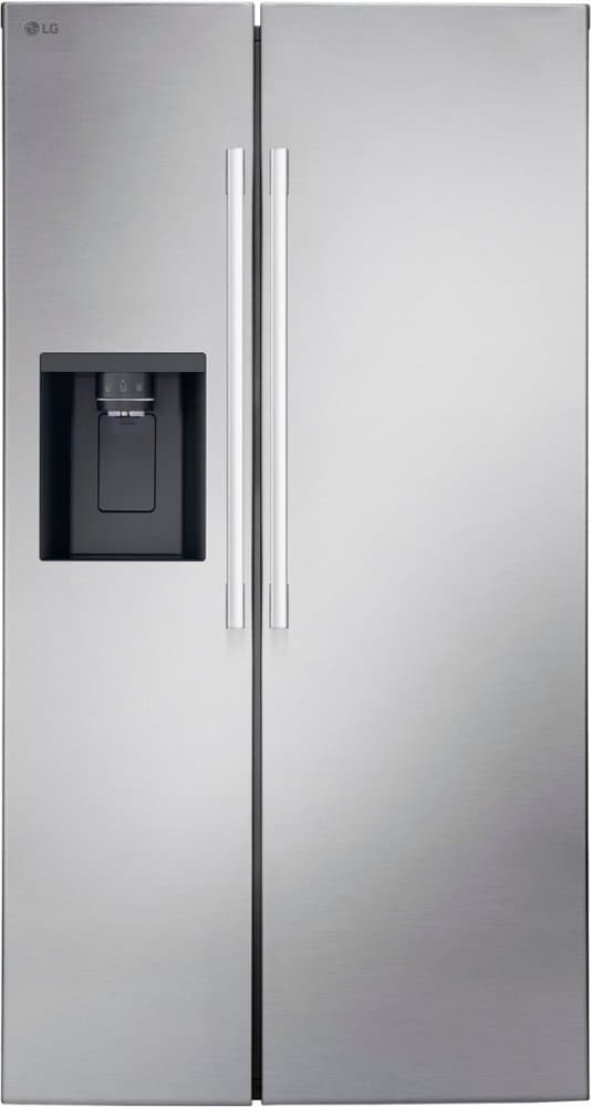 LG - 36-in Wide 26.6 Cu. Ft. Side-by-Side Smart Refrigerator with External Ice and Water - Stainless Steel