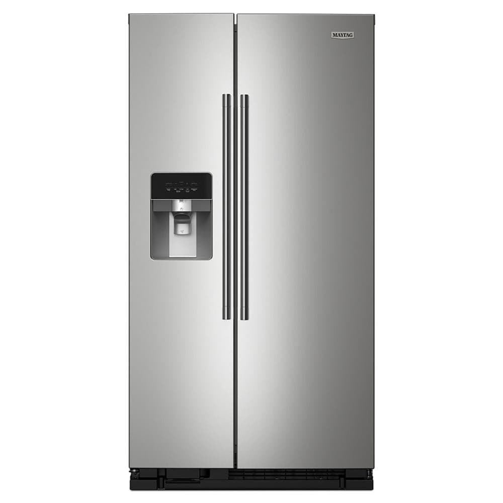 Maytag - 36 in. Wide 25 cu. ft. Side-by-Side Refrigerator with Gallon Door Bins - Stainless Steel