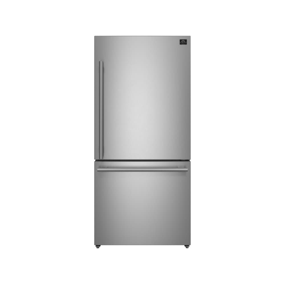 Forno Appliances - 32 in. Wide Milano Espresso 17.2 Cu. Ft. Freestanding Bottom Freezer Refrigerator with Right Swing Door - Stainless Steel