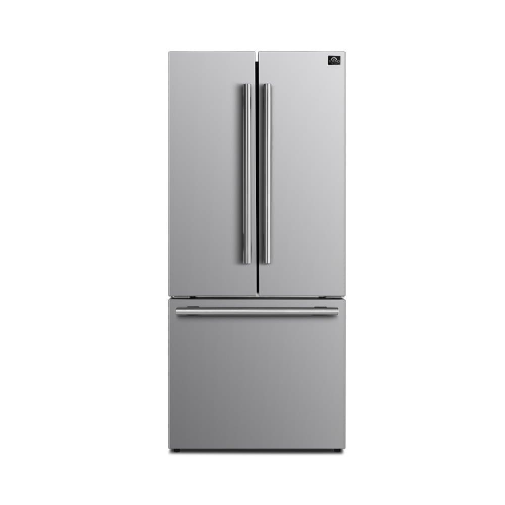 Forno Appliances - 34 in. Wide Gallipoli 17.5 Cu. Ft. Freestanding French Door Refrigerator with High-Efficiency LED lighting - Stainless Steel