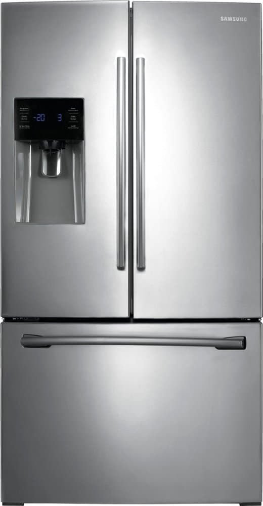 Samsung - 36 in. Wide 24.6 cu. ft. French Door Refrigerator with Thru-the-Door Ice and Water - Stainless Steel