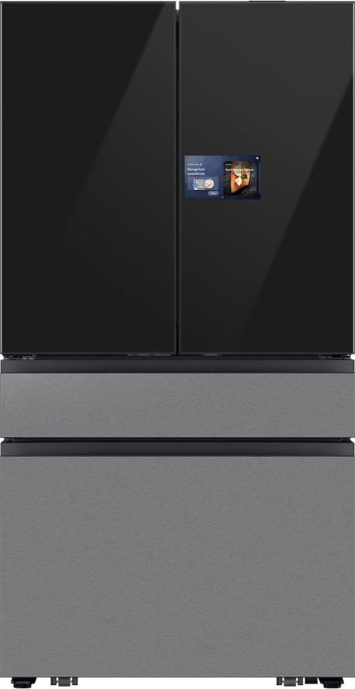 Samsung - 36 in. Wide Bespoke 23 cu. ft. Counter Depth 4-Door French Door Refrigerator with AI Home - Charcoal Glass / Stainless Steel