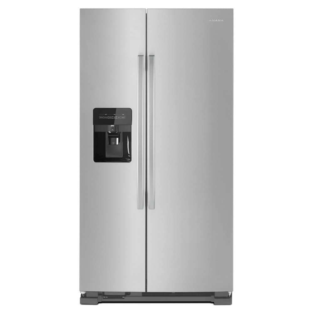 Amana - 36 in. Wide 24.5 cu. ft. Side-by-Side Refrigerator with Water and Ice Dispenser - Black-on-Stainless