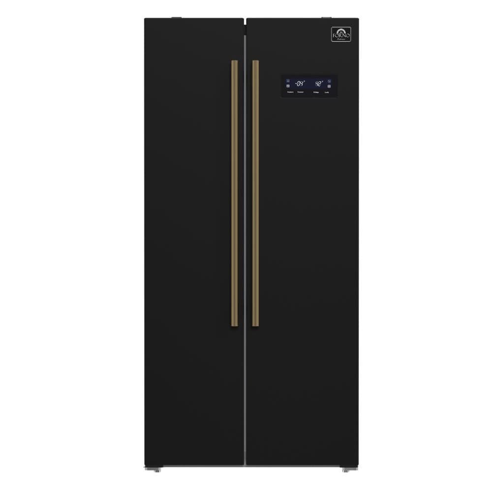 Forno Appliances - 33 in. Wide Salerno 15.6 Cu. Ft. Freestanding Counter-Depth Side-by-Side Refrigerator with Customizable Handles - Black