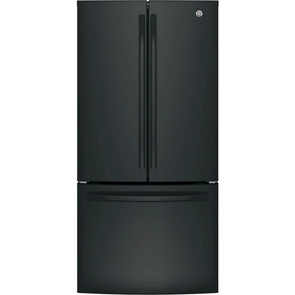 GE - 33 in. Wide 18.6 Cu. Ft. French Door Counter-Depth Refrigerator with Internal Water Dispenser - High Gloss Black