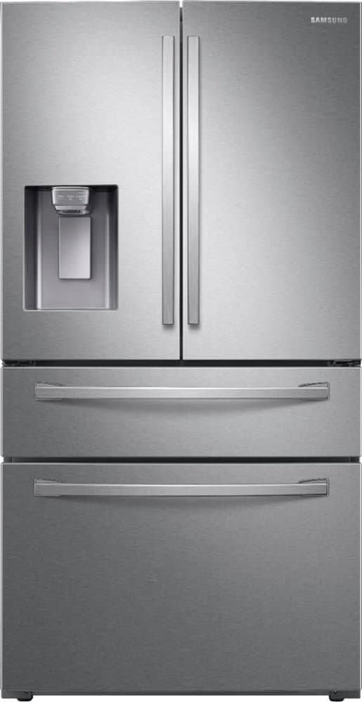 Samsung - 36 in. Wide 28 Cu. Ft. 4-Door French Door Smart Refrigerator with FlexZone Drawer - Stainless Steel