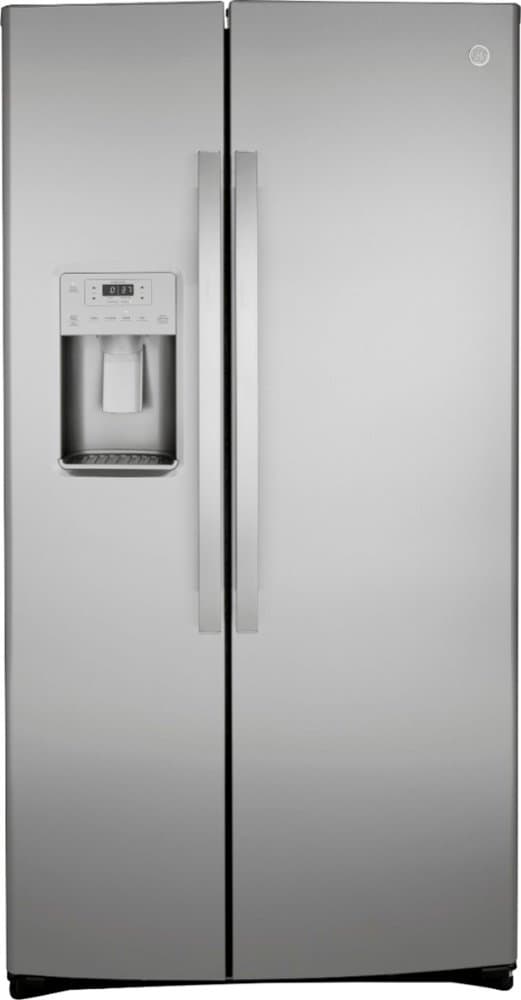 GE - 36 in. Wide 21.8 Cu. Ft. Side-by-Side Counter-Depth Refrigerator with Edge-to-Edge Glass Shelves - Stainless Steel
