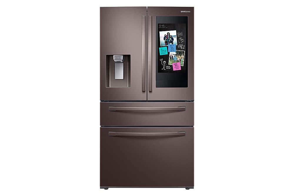 Samsung - 36 in. Wide Family Hub 22.2 Cu. Ft. 4-Door French Door Counter-Depth Fingerprint Resistant Refrigerator - Tuscan Stainless Steel