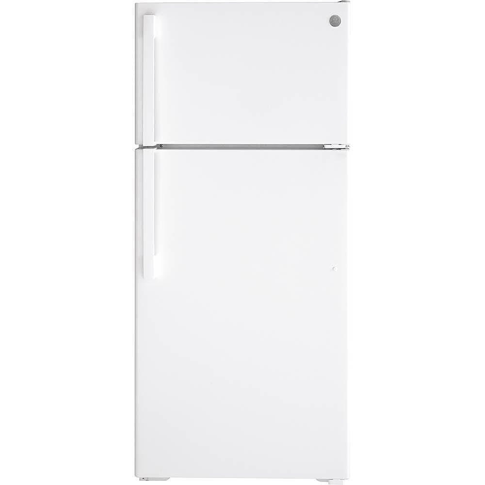 GE - 28 in. Wide 16.6 Cu. Ft. Top-Freezer Refrigerator with Edge-to-Edge Glass Shelves - White