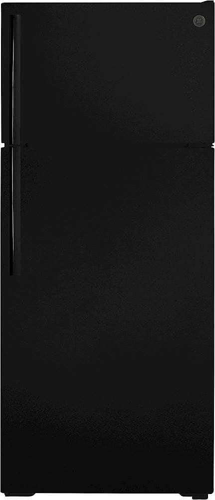 GE - 28 in. Wide 17.5 Cu. Ft. Top-Freezer Refrigerator with LED Interior Lighting - Black