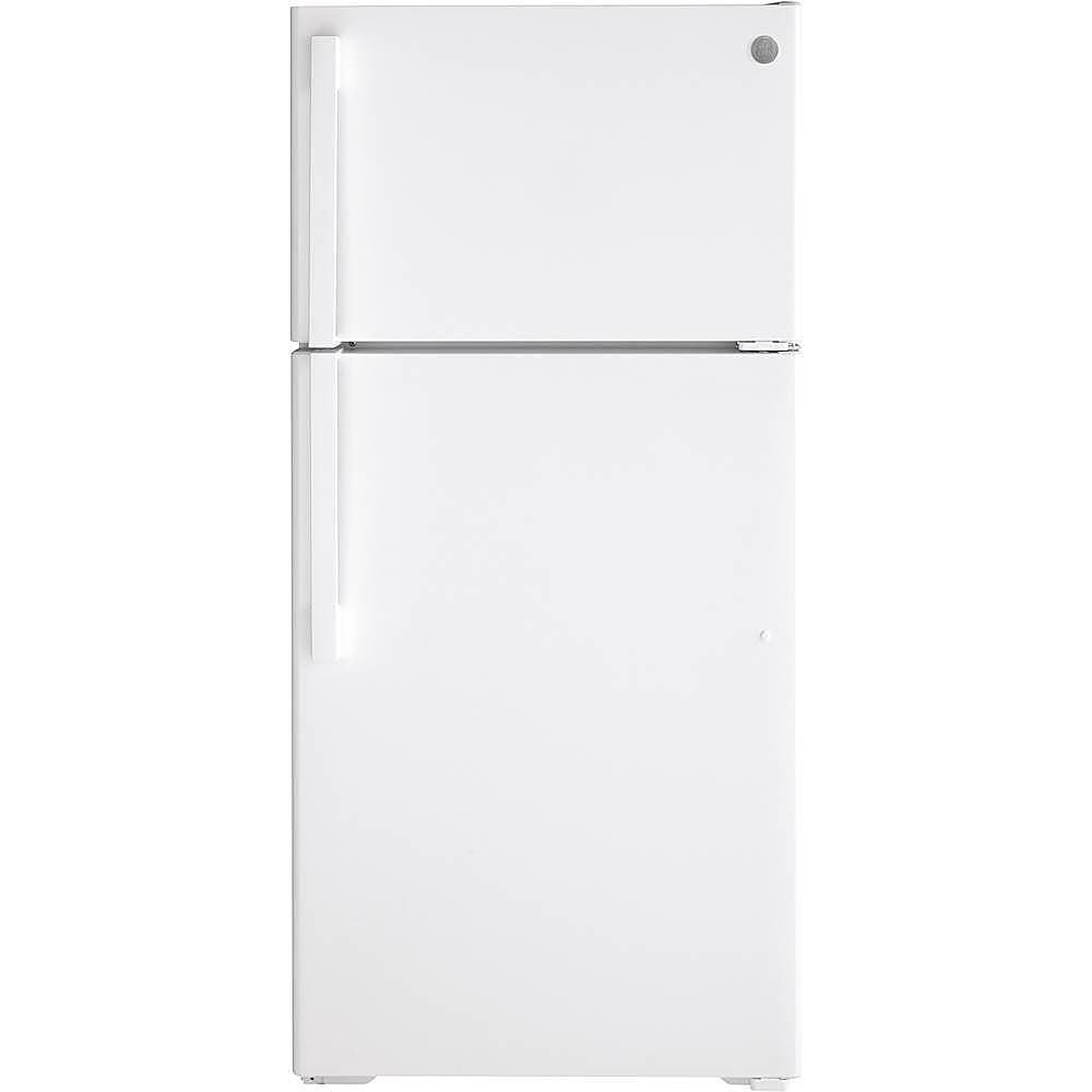 GE - 28 in. Wide 15.6 Cu. Ft. Top-Freezer Refrigerator with LED Interior Lighting - White