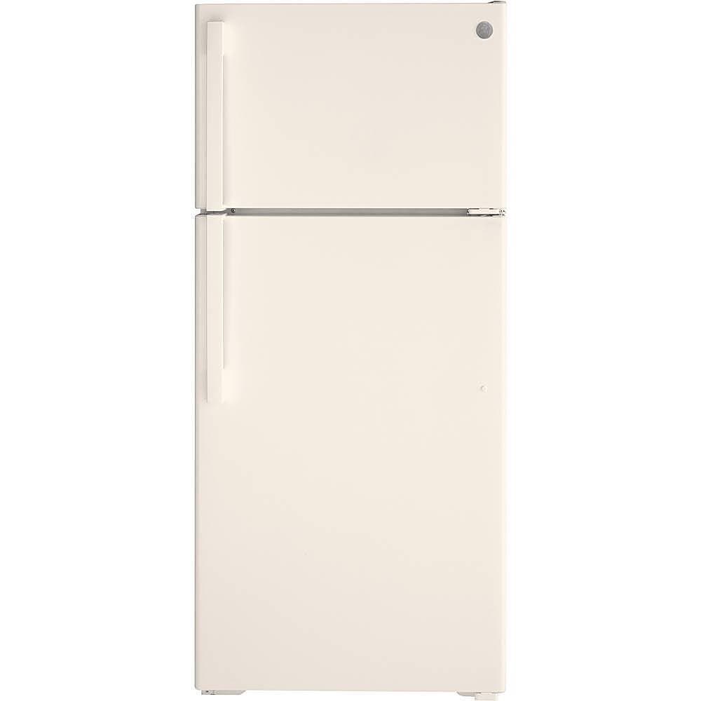 GE - 28 in. Wide 16.6 Cu. Ft. Top-Freezer Refrigerator with LED Interior Lighting - Bisque