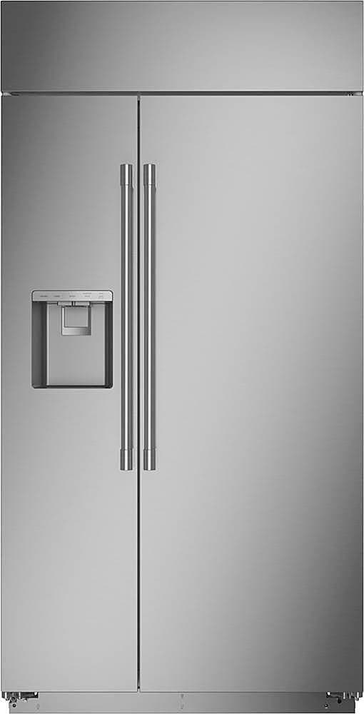 Monogram - 42 in. Wide 24.6 Cu. Ft. Side-by-Side Built-In Smart Refrigerator with Exterior Ice and Water Dispenser - Stainless Steel