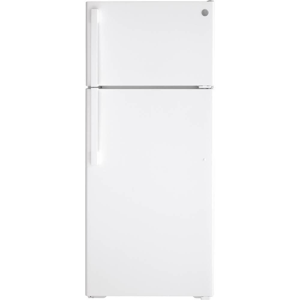 GE - 28 in. Wide 17.5 Cu. Ft. Top-Freezer Refrigerator with Edge-to-Edge Glass Shelves - White
