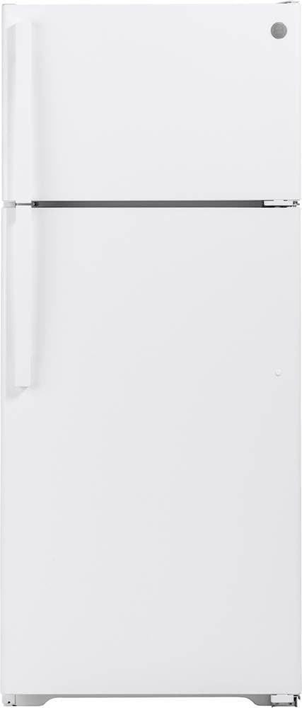 GE - 28 in. Wide 17.5 Cu. Ft. Top-Freezer Refrigerator with Edge-to-Edge Glass Shelves - White
