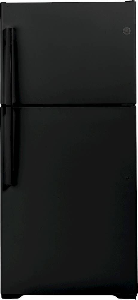 GE - 30 in. Wide 19.2 Cu. Ft. Top-Freezer Refrigerator with LED Interior Lighting - Black