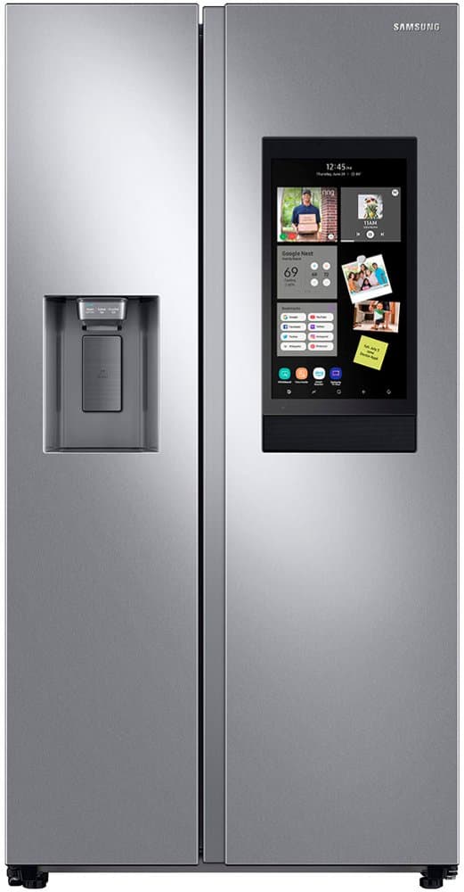 Samsung - 36 in. Wide 21.5 cu. ft. Side-by-Side Counter Depth Smart Refrigerator with 21.5" Touch-Screen Family Hub - Stainless Steel