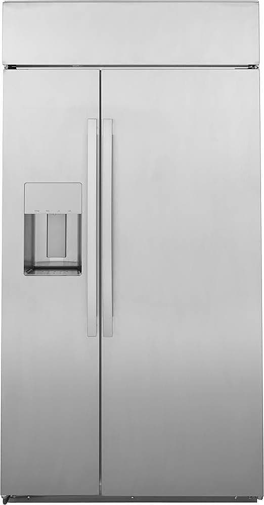 GE Profile - 42 in. Wide 24.5 Cu. Ft. Side-by-Side Built-In Smart Refrigerator with External Water & Ice Dispenser - Stainless Steel