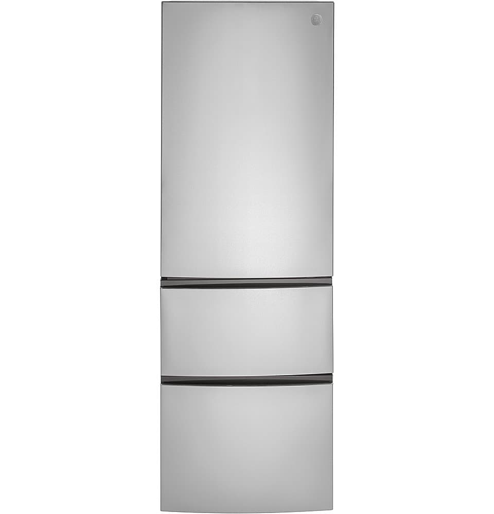 GE - 24 in. Wide 11.9 Cu. Ft. Bottom-Freezer Counter-Depth Refrigerator - Stainless Steel