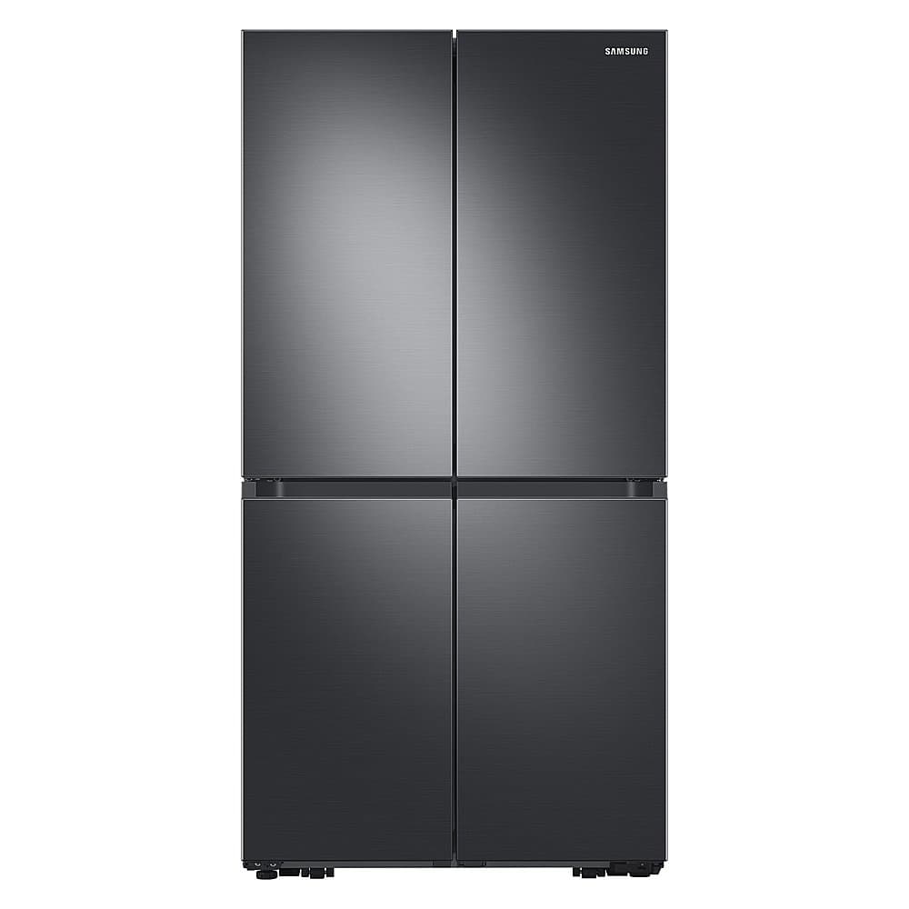 Samsung - 36 in. Wide 23 cu. ft. 4-Door Flex French Door Counter Depth Smart Refrigerator with Beverage Center - Black Stainless Steel