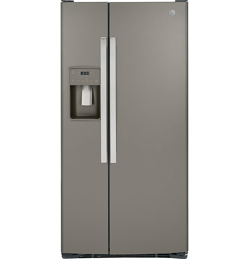 GE - 33 in. Wide 23.0 Cu. Ft. Side-by-Side Refrigerator with External Ice & Water Dispenser - Slate