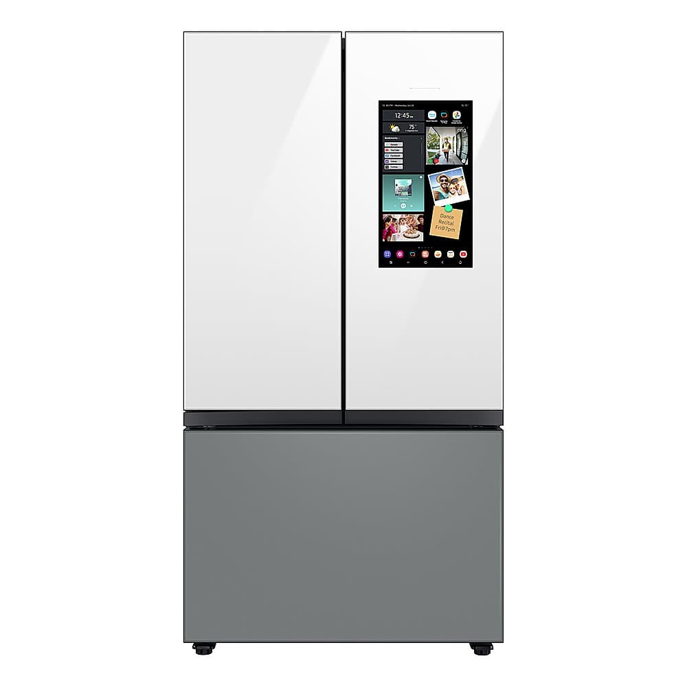Samsung - 36 in. Wide BESPOKE 30 cu. ft 3-Door French Door Smart Refrigerator with Family Hub - Gray Glass