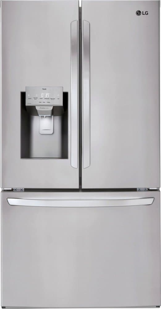 LG - 36-in Wide 27.7 Cu. Ft. French Door Smart Refrigerator with External Ice and Water - Stainless Steel