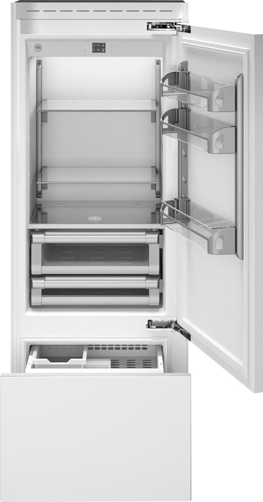Bertazzoni - 15.5 cu. Ft. Built-In Bottom Mount Refrigerator with Ice Maker - Stainless Steel