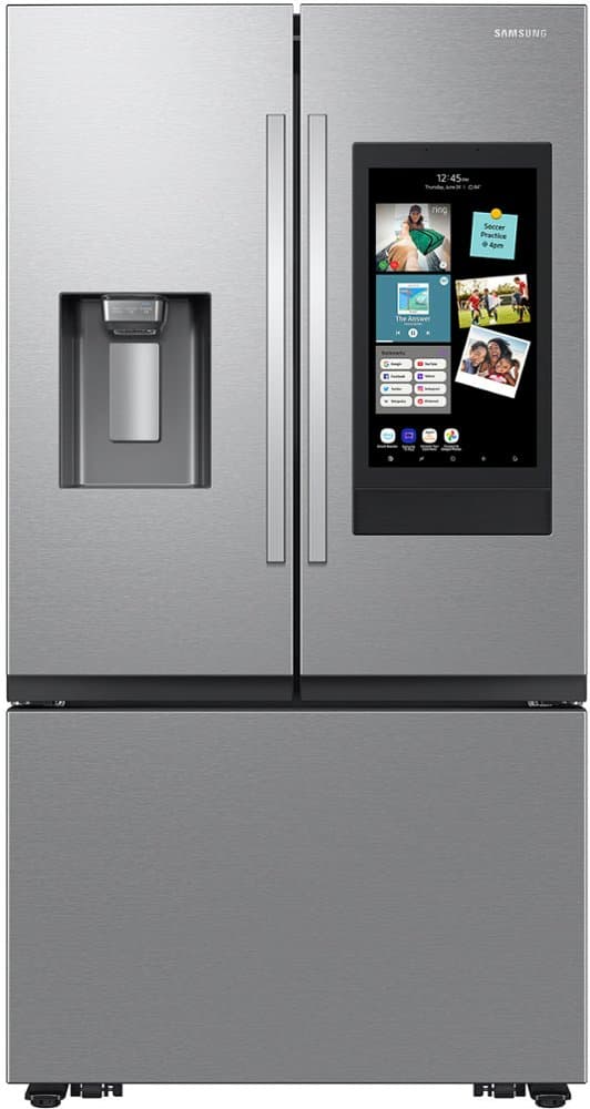 Samsung - 36 in. Wide 25 cu. ft. 3-Door French Door Counter Depth Smart Refrigerator with Family Hub - Stainless Steel