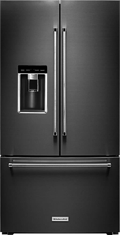 KitchenAid - 23.8 Cu. Ft. French Door Counter-Depth Refrigerator - Black Stainless Steel