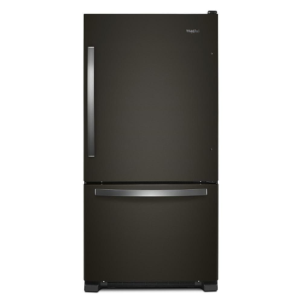 Whirlpool - 22 Cu. Ft. Bottom-Freezer Refrigerator with SpillGuard Glass Shelves - Black Stainless Steel