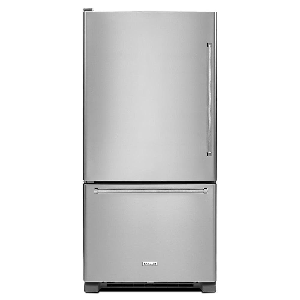 KitchenAid - 19 Cu. Ft. Bottom-Freezer Refrigerator with Produce Preserver - Stainless Steel
