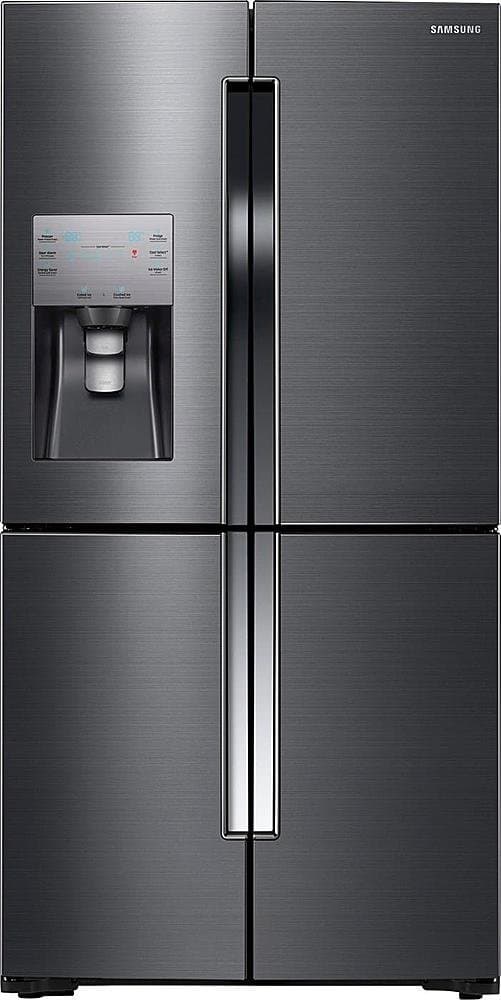 Samsung - 36 in. Wide 22.5 cu. ft. 4-Door Flex French Door Counter Depth Refrigerator with Convertible Zone - Black Stainless Steel