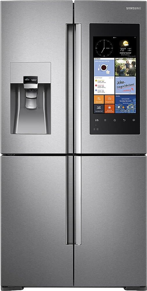 Samsung - 36 in. Wide Family Hub 27.9 Cu. Ft. 4-Door Flex Smart French Door Refrigerator - Stainless Steel