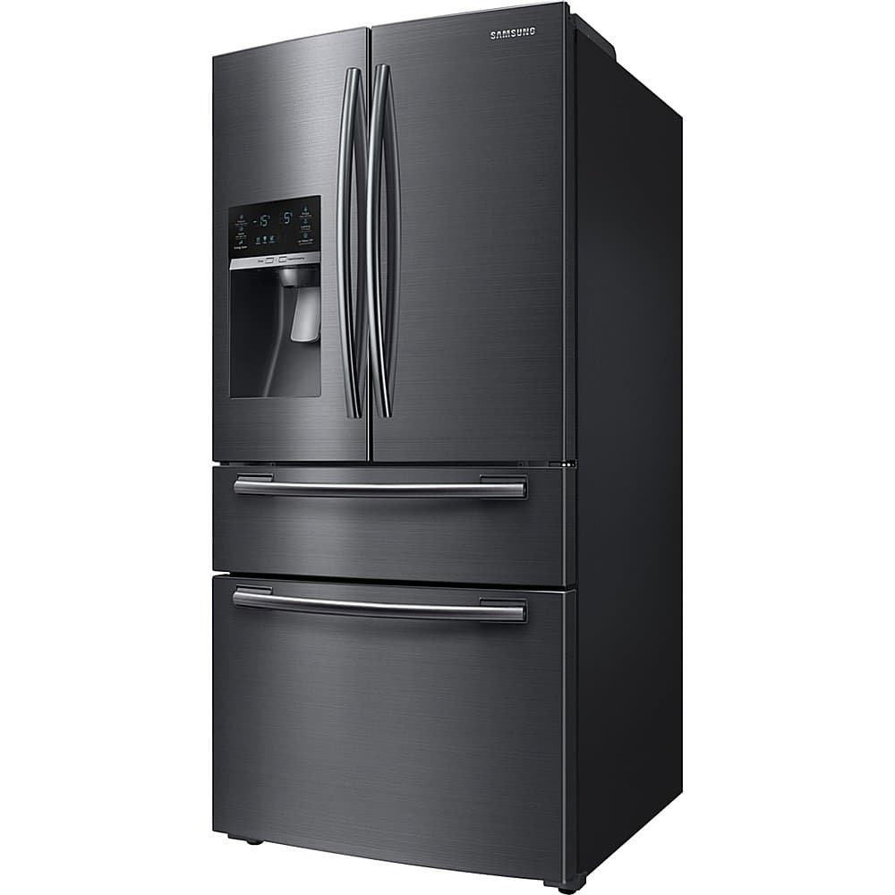 Samsung - 33 in. Wide 24.73 Cu. Ft. 4-Door Flex French Door Fingerprint Resistant Refrigerator - Black Stainless Steel