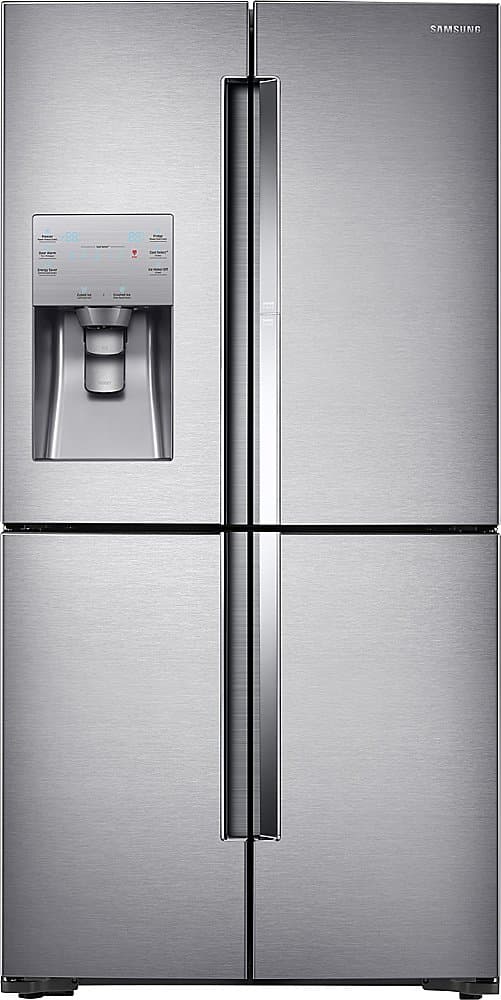 Samsung - 36 in. Wide 22.1 Cu. Ft. 4-Door Flex French Door Counter-Depth Fingerprint Resistant Refrigerator with Food ShowCase - Stainless Steel