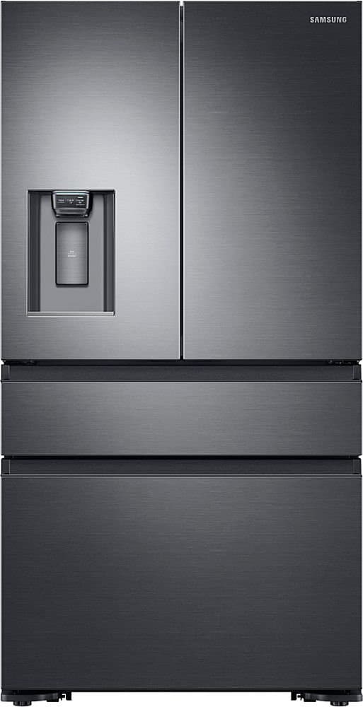 Samsung - 36 in. Wide 22.6 cu. ft. 4-Door Flex French Door Counter Depth Refrigerator with FlexZone Drawer - Black Stainless Steel