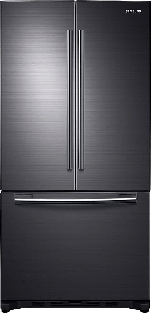 Samsung - 33 in. Wide 18 Cu.Ft. French Door Counter-Depth Fingerprint Resistant Refrigerator - Black Stainless Steel