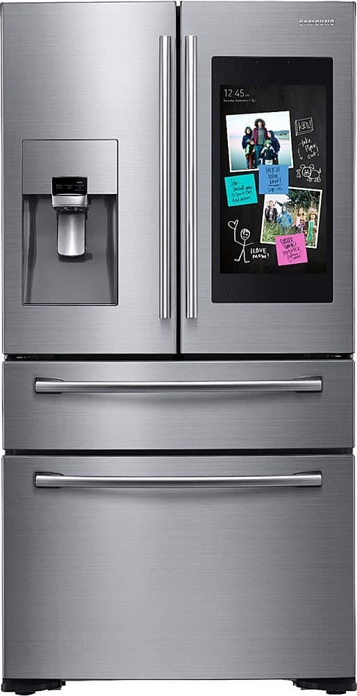 Samsung - 36 in. Wide Family Hub 22.2 Cu. Ft. 4-Door French Door Counter-Depth Refrigerator - Stainless Steel