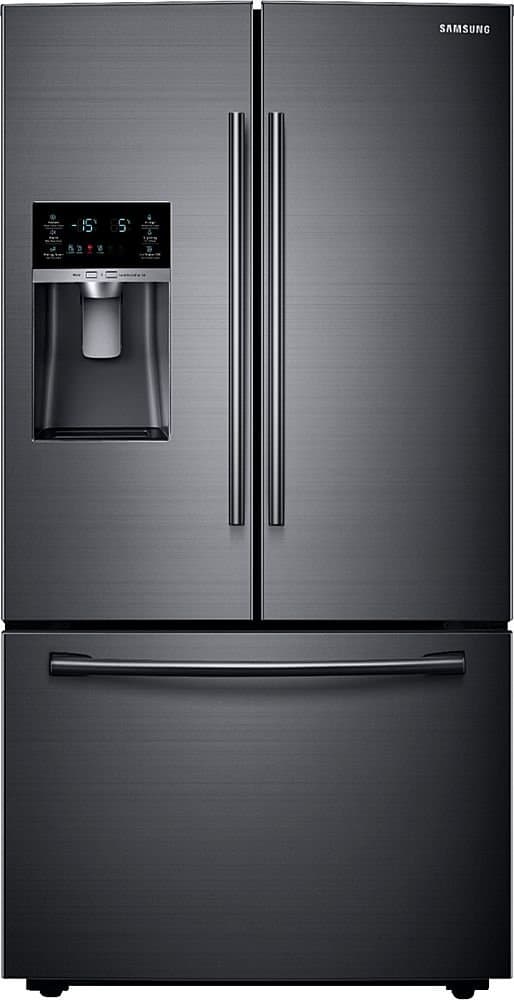 Samsung - 36 in. Wide 22.5 cu. ft. Counter Depth French Door Fingerprint Resistant Refrigerator with CoolSelect Pantry - Black Stainless Steel