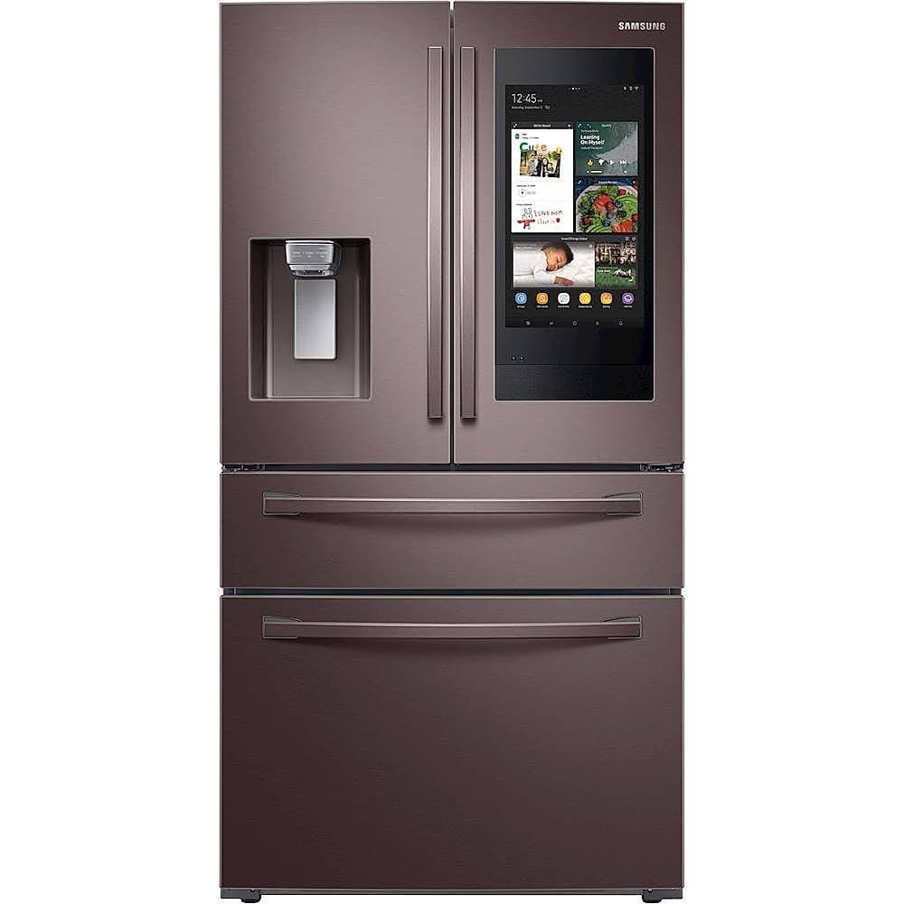 Samsung - 36 in. Wide 27.7 cu. ft. 4-Door French Door Smart Refrigerator with Family Hub - Tuscan Stainless Steel