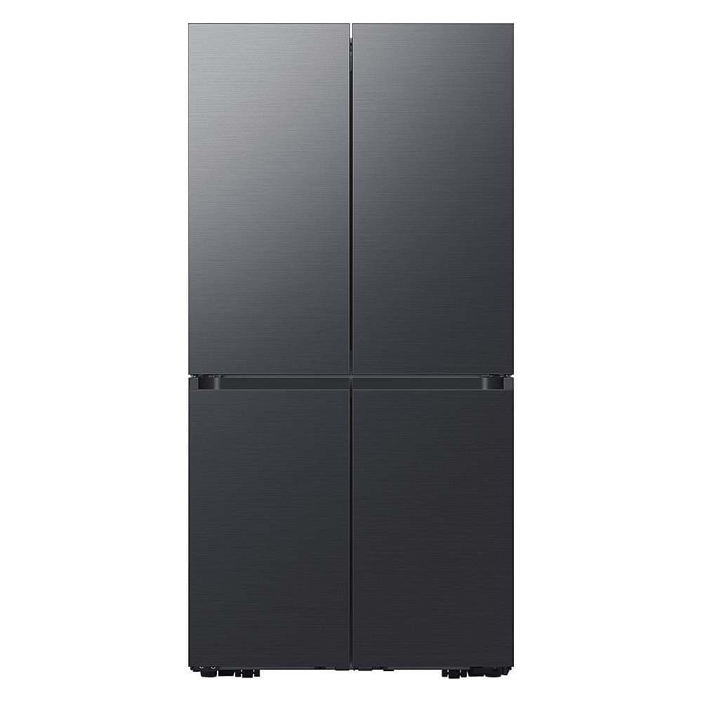 Samsung - 36 in. Wide BESPOKE 29 cu. ft. 4-Door Flex French Door Smart Refrigerator with Customizable Panel Colors - Matte Black Steel