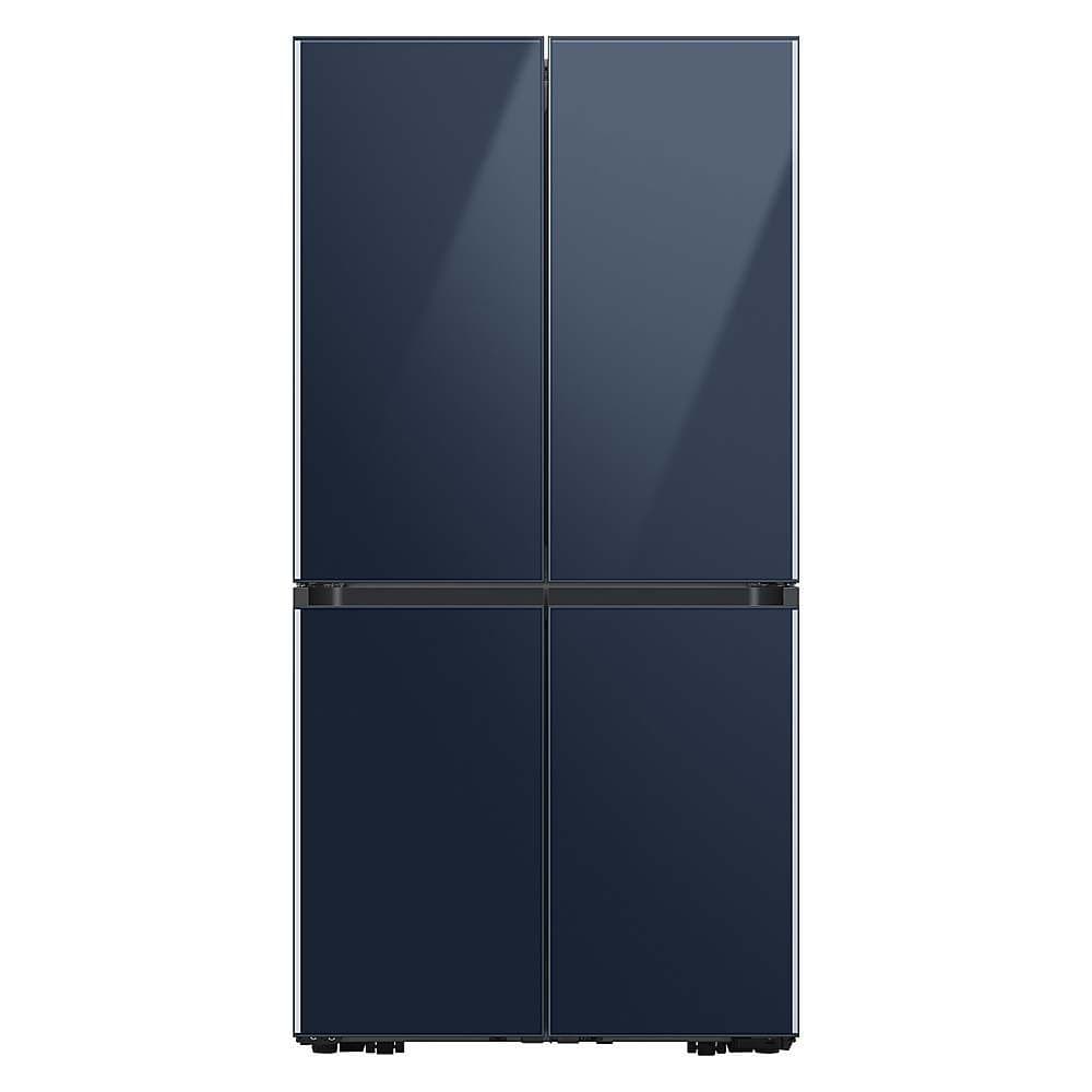 Samsung - 36 in. Wide BESPOKE 29 cu. ft. 4-Door Flex French Door Smart Refrigerator with Customizable Panel Colors - Navy Glass